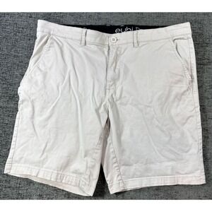 Eubi Chino Shorts Mens XL Off-White Cream Stretch Cotton Casual Flat Front